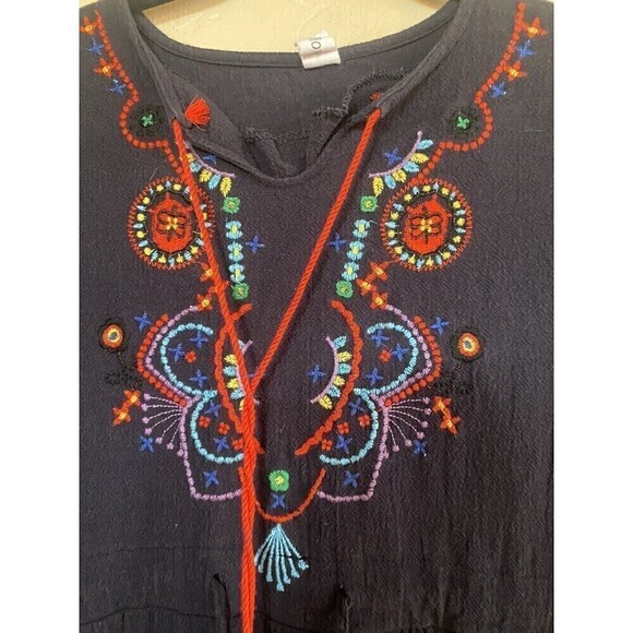 Shineflow cotton embroidered dress navy blue One Size - Picture 6 of 6